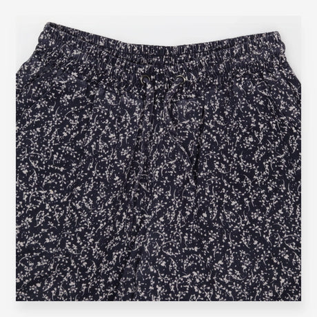Floral Cuffed Trousers Navy & White Floral Print