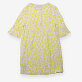 Dress white yellow birds pleated yolk SS