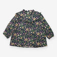 Floral Ruffle High Neck Cotton Top Navy Blue Padbu