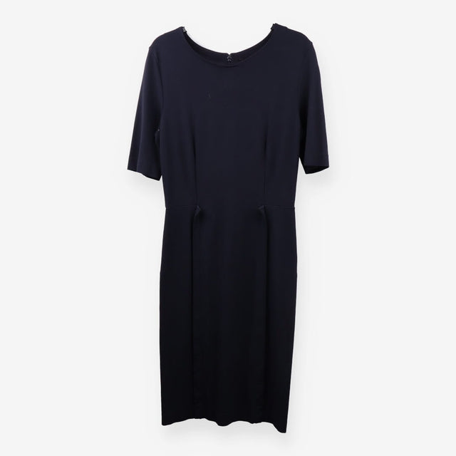 Navy pleated waist midi dress