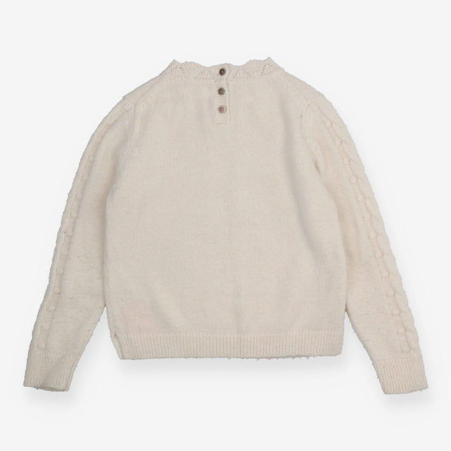 Cream Cable Knit Jumper Pink Detail