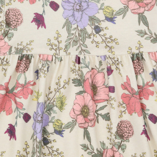 Dress SS jersey cream large flowers