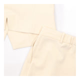 Ecru Off White Asymmetric Button Waistcoat Vest Pl