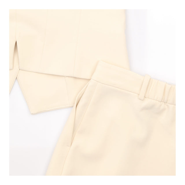 Ecru Off White Asymmetric Button Waistcoat Vest Pl