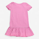 Jersey dress pink with stripes sail boat logo