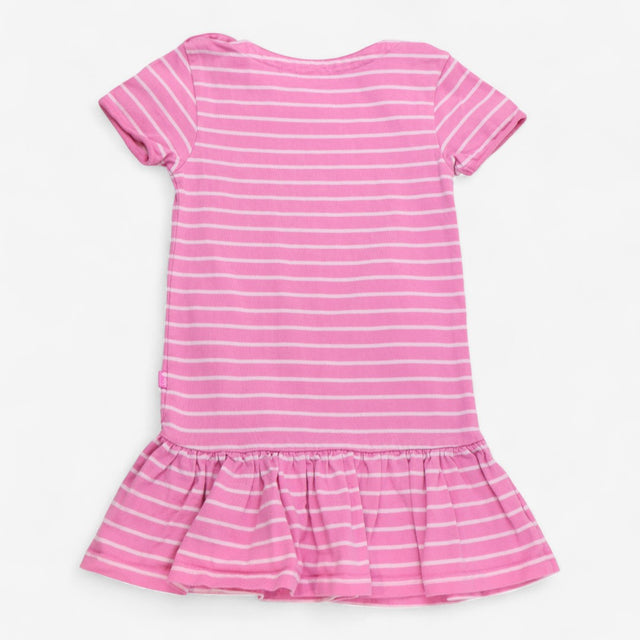 Jersey dress pink with stripes sail boat logo