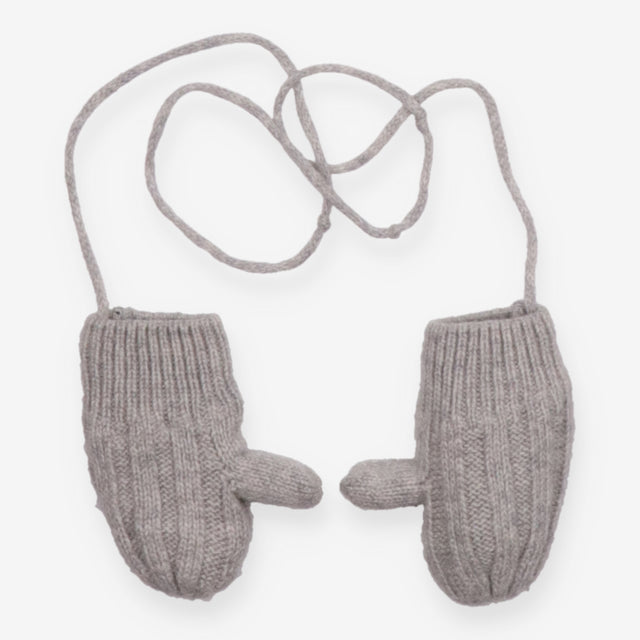 Mittens on string grey knit