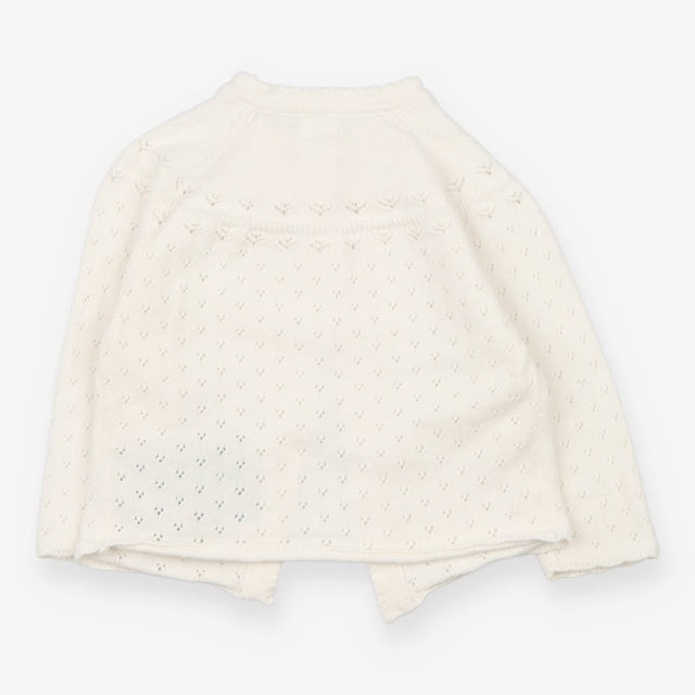 Cardigan White Pointelle Two Buttons