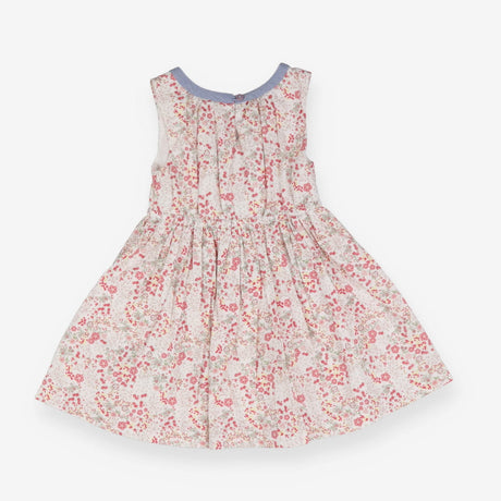 Dress white  pink floral with chambray stripe