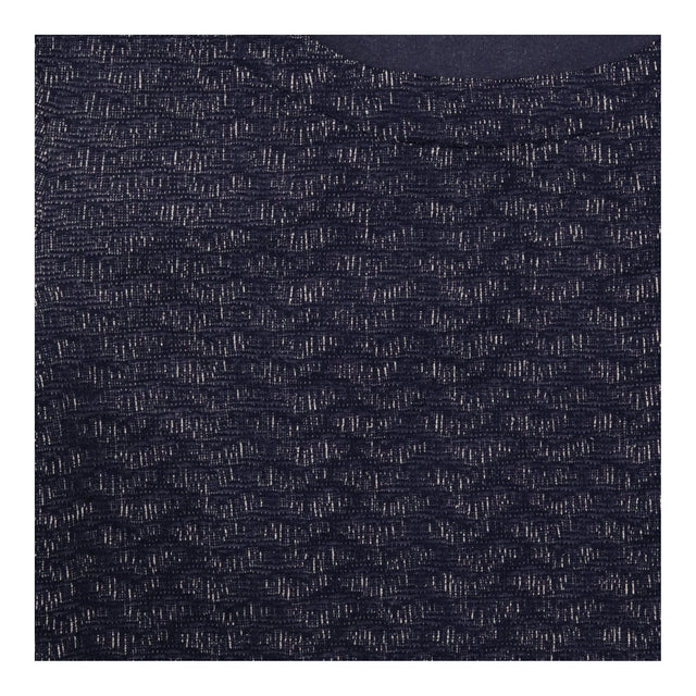Top Navy Blue Textured Three Quarter Sleeve Pocket