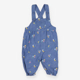 Chambray dungarees with birds and flowers
