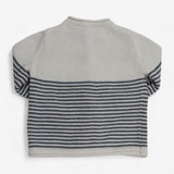 Knit Cardigan White with Grey Stripes