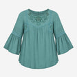 Teal Green 100% Viscose Beaded Hand Embroidered La