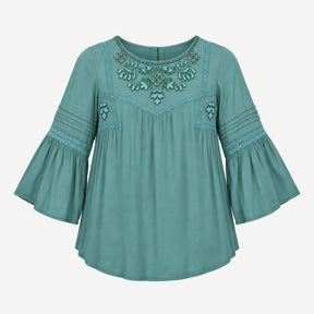 Teal Green 100% Viscose Beaded Hand Embroidered La