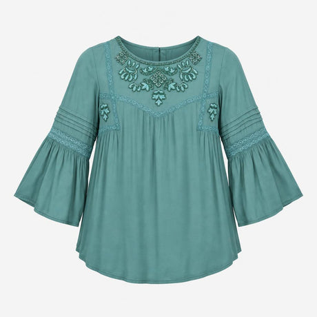 Teal Green 100% Viscose Beaded Hand Embroidered La
