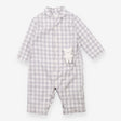 Sleepsuit Grey Check with Teddy in Pocket