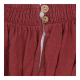 Burgundy Smocked V-Neck Balloon Sleeve dress