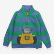 Sweater half zip green and blue stripe dog ride on