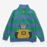 Sweater half zip green and blue stripe dog ride on