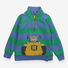 Sweater half zip green and blue stripe dog ride on