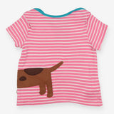 T-shirt Pink and White Stripe with sausage Dog App