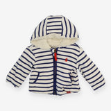 White and Blue Striped Hoodie Reversible