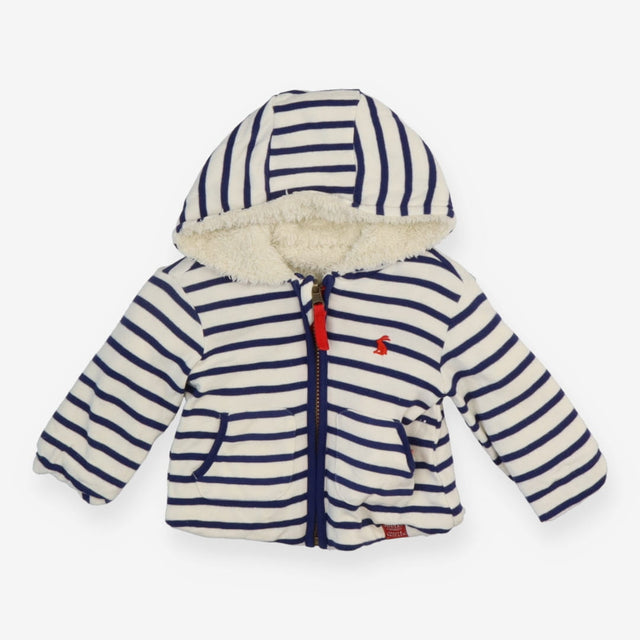 White and Blue Striped Hoodie Reversible