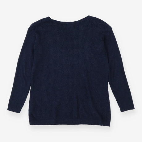 Blue Boatneck Chevron Knit Sweater Soft Textured J