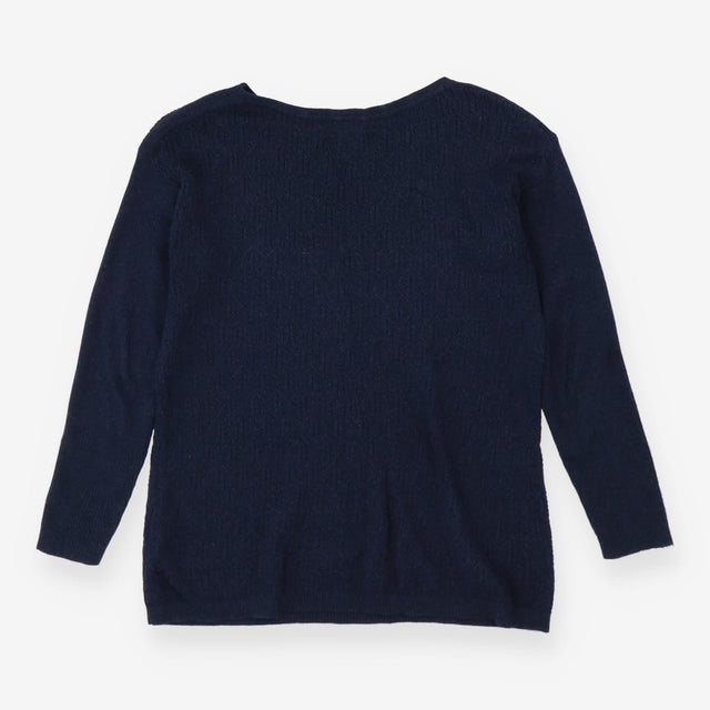 Blue Boatneck Chevron Knit Sweater Soft Textured J