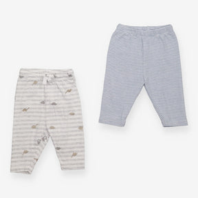 Leggings Blue Stripe and Grey Stripe Dinosaur 