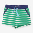 Shorts green stripe navy trim