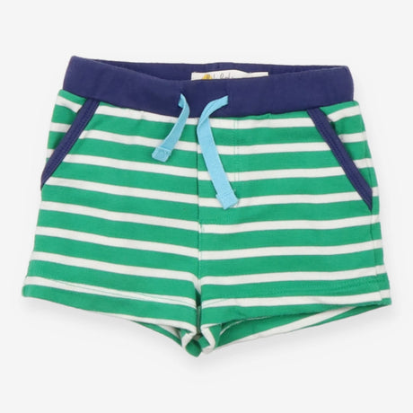 Shorts green stripe navy trim