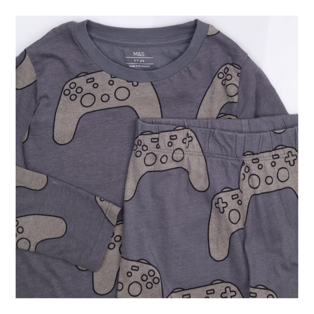 Pyjamas top and bottom game controller grey