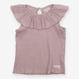 Tee rib large frill neck sleeveless heather