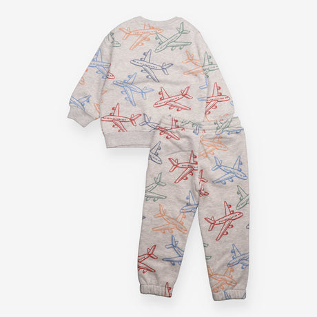 2 Piece Cotton Grey Airplane  Sweat Outfit