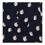Blouse Navy Cream Novelty Print Wrap V Neck Long S