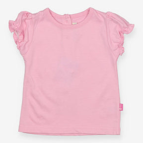 Pink frill sleeve t-shirt