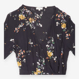 FatFace Black Ditsy Floral Wrap Short Sleeve Midi 