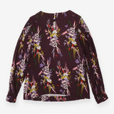 Crinkle Top Long Sleeve Plum Floral Print