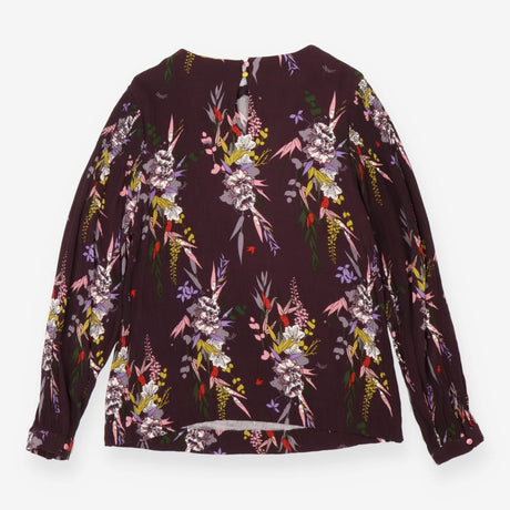 Crinkle Top Long Sleeve Plum Floral Print