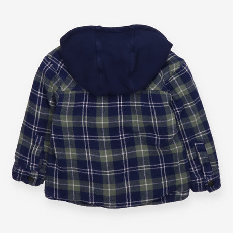 Hooded Jacket navy and Green Check
