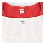 Uniqlo Mini Ribbed T‑Shirt – White & Brick 2pk