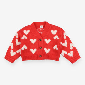Cardigan red white hearts