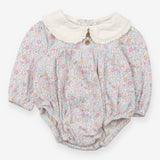 Bodysuit Long Sleeved White Collared Floral