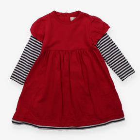 Dress long sleeve red navy and white striped sleev