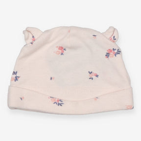 Pink floral baby hat