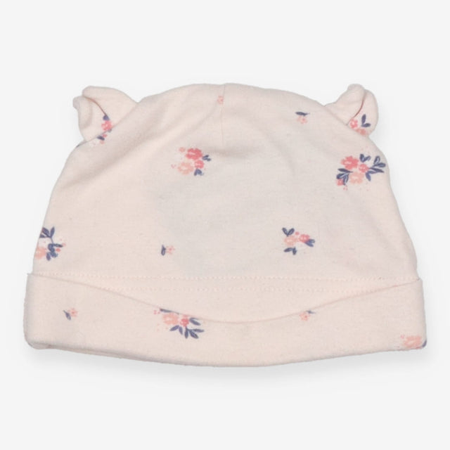 Pink floral baby hat