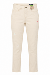 Jeans Slim Mid Rise Ecru Denim Pocket Stretch