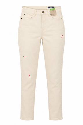 Jeans Slim Mid Rise Ecru Denim Pocket Stretch