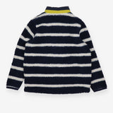 Fleece jacket blue white stripe yellow rhino